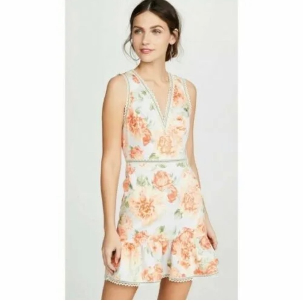 Alice + Olivia Kirean Posy Garden Lace Trim Flounce Dress. Worn once!